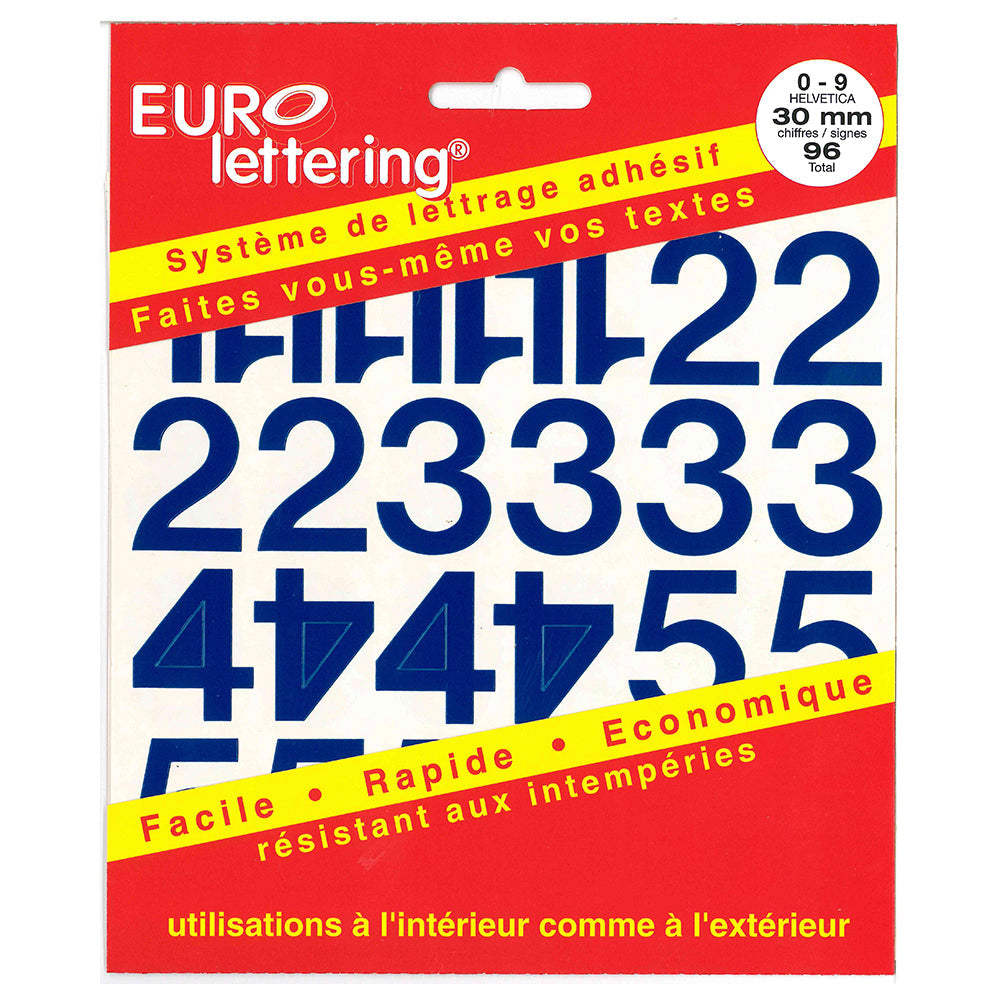 Pickup eurolettering blauw - 30 mm Pickup cijfers - Helvetica - 12151030 - EAN 8711234088345 - zelfklevend vinyl