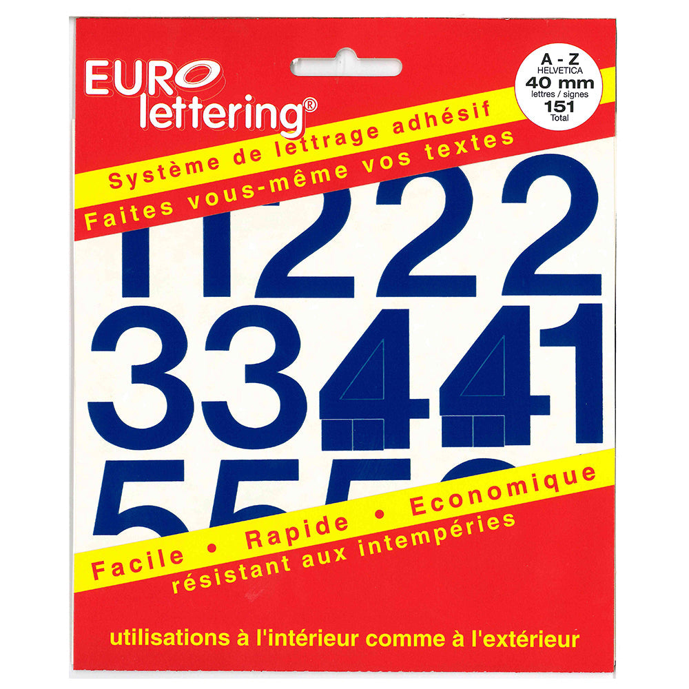 Pickup eurolettering blauw - 40 mm Pickup cijfers - Helvetica - 12151040 - EAN 8711234088468 - zelfklevend vinyl