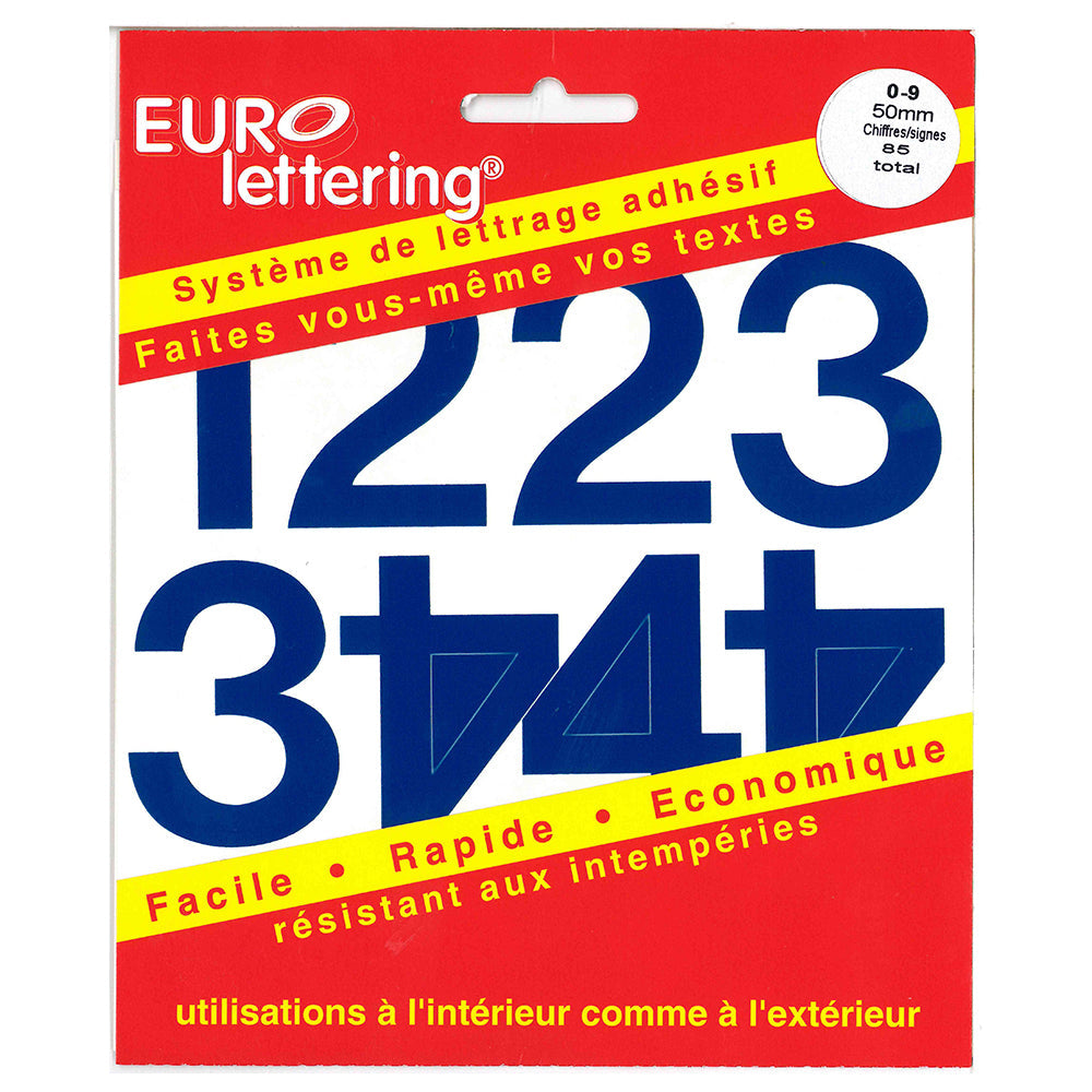 Pickup eurolettering blauw - 50 mm Pickup cijfers - Helvetica - 12151050 - EAN 8711234088581 - zelfklevend vinyl