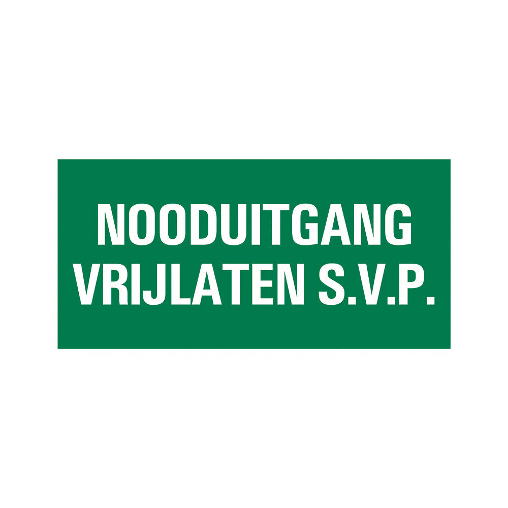 Bord 300x150 mm vluchtweg nooduitgang - Nooduitgang vrijlaten - 1270150510 - EAN 8711234128652 - hard kunststof polystyreen 1,5 mm