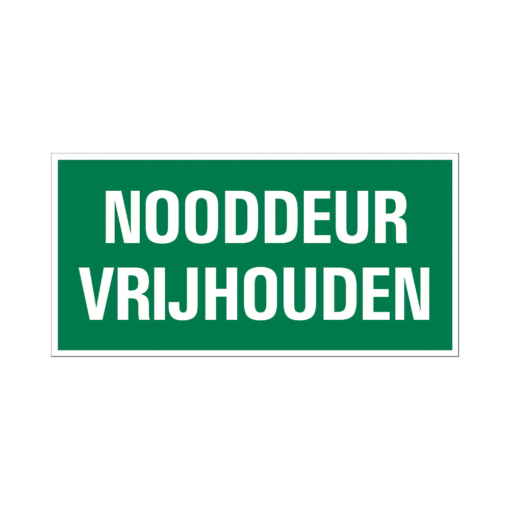 Bord 300x150 mm vluchtweg nooduitgang - Nooddeur vrijlaten - 1270150511 - EAN 8711234128669 - hard kunststof polystyreen 1,5 mm