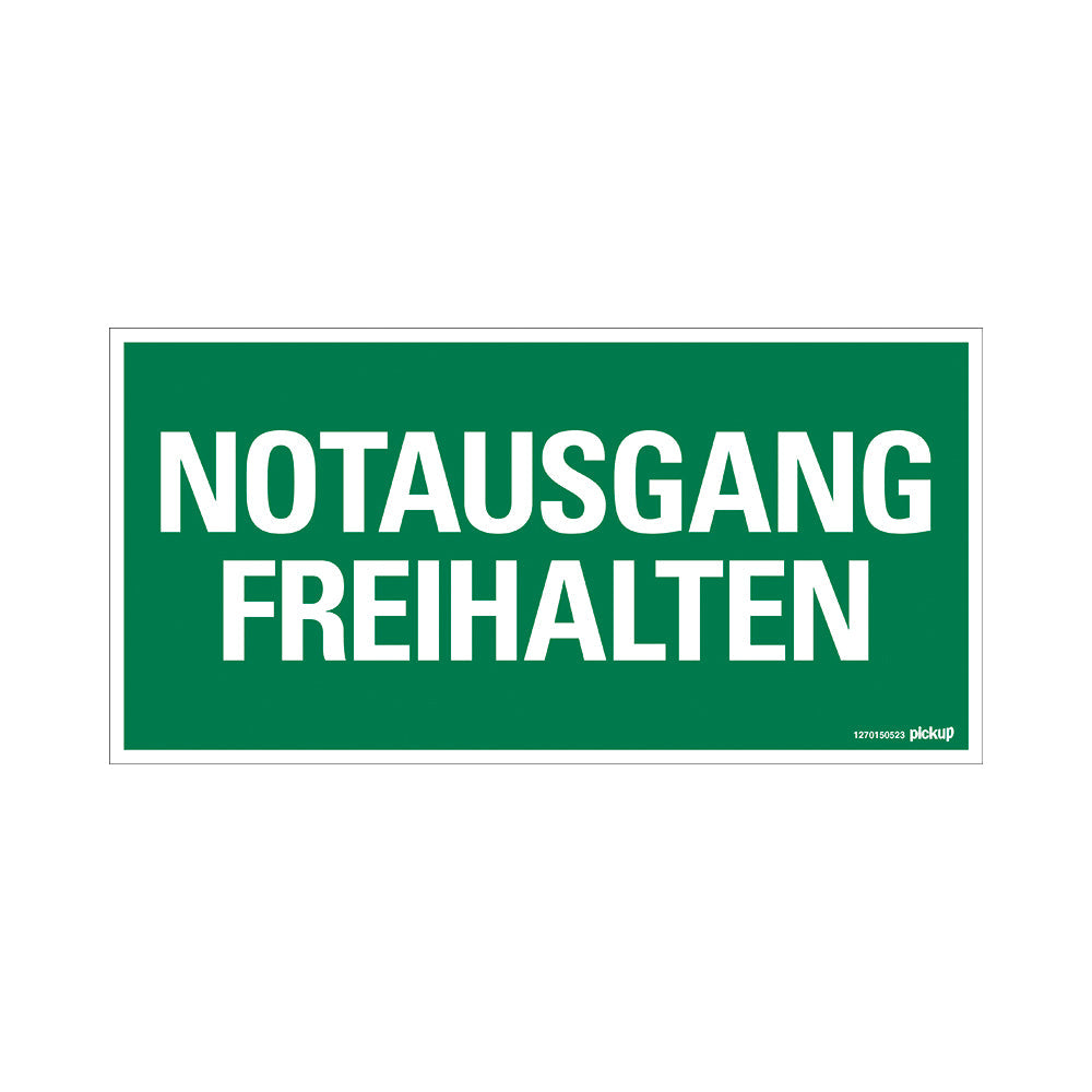 Kunststoff Schild Bord 300x150 mm NOTAUSGANG FREIHALTEN 1270150523 EAN 8711234125231 150x300 mm