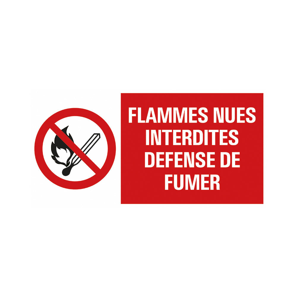 Panneau 300x150 mm Picto Texte - interdit de feu a flamme nue - 1270150585 - EAN 8711234128751 - hard kunststof polystyreen 1,5 mm