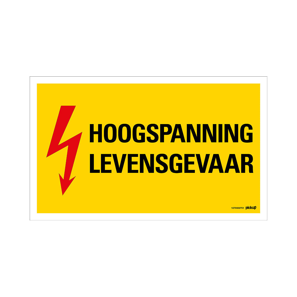 Bord 330x200 mm - Hoogspanning levensgevaar - 1270332751 - EAN 8711234127693 - hard kunststof polystyreen 1,5 mm