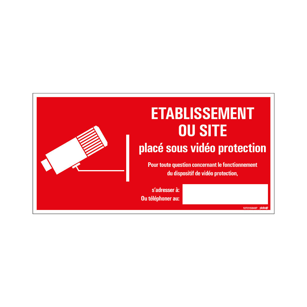 Bord 300x150 mm - Site sous videoprotection - 1272150407 - EAN 8711234129871 - hard kunststof polystyreen 1,5 mm