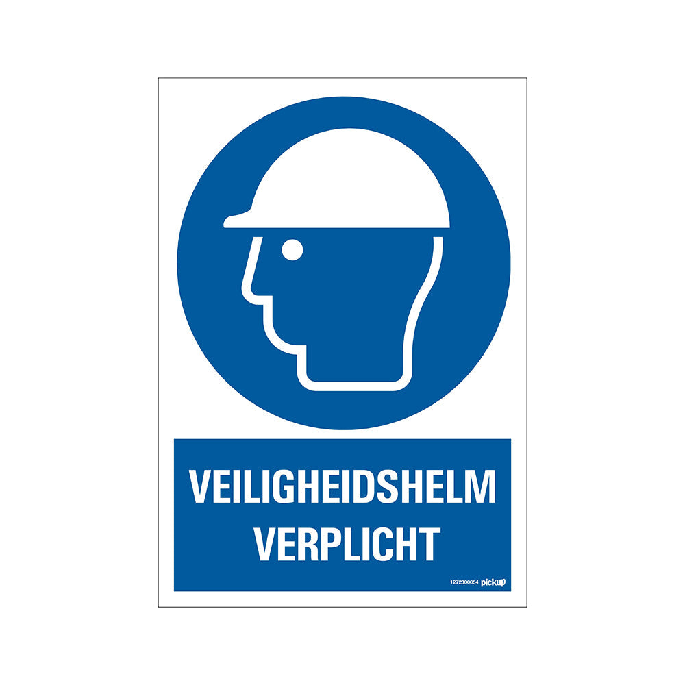 Bord 230x330 mm Combinatie - Veiligheidshelm verplicht - 1272300054 - EAN 8711234128928 - hard kunststof polystyreen 1,5 mm