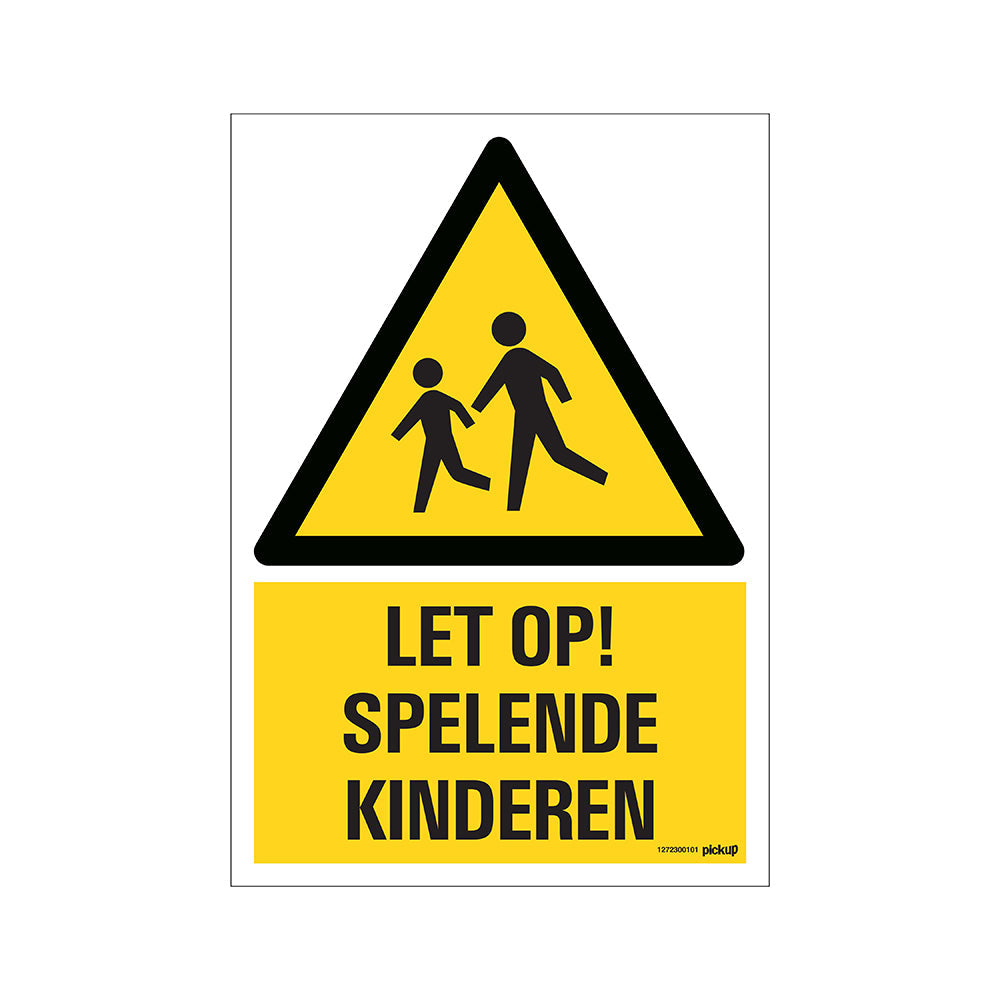 Bord 230x330 mm Combinatie - Let op spelende kinderen - 1272300101 - EAN 8711234128966 - hard kunststof polystyreen 1,5 mm