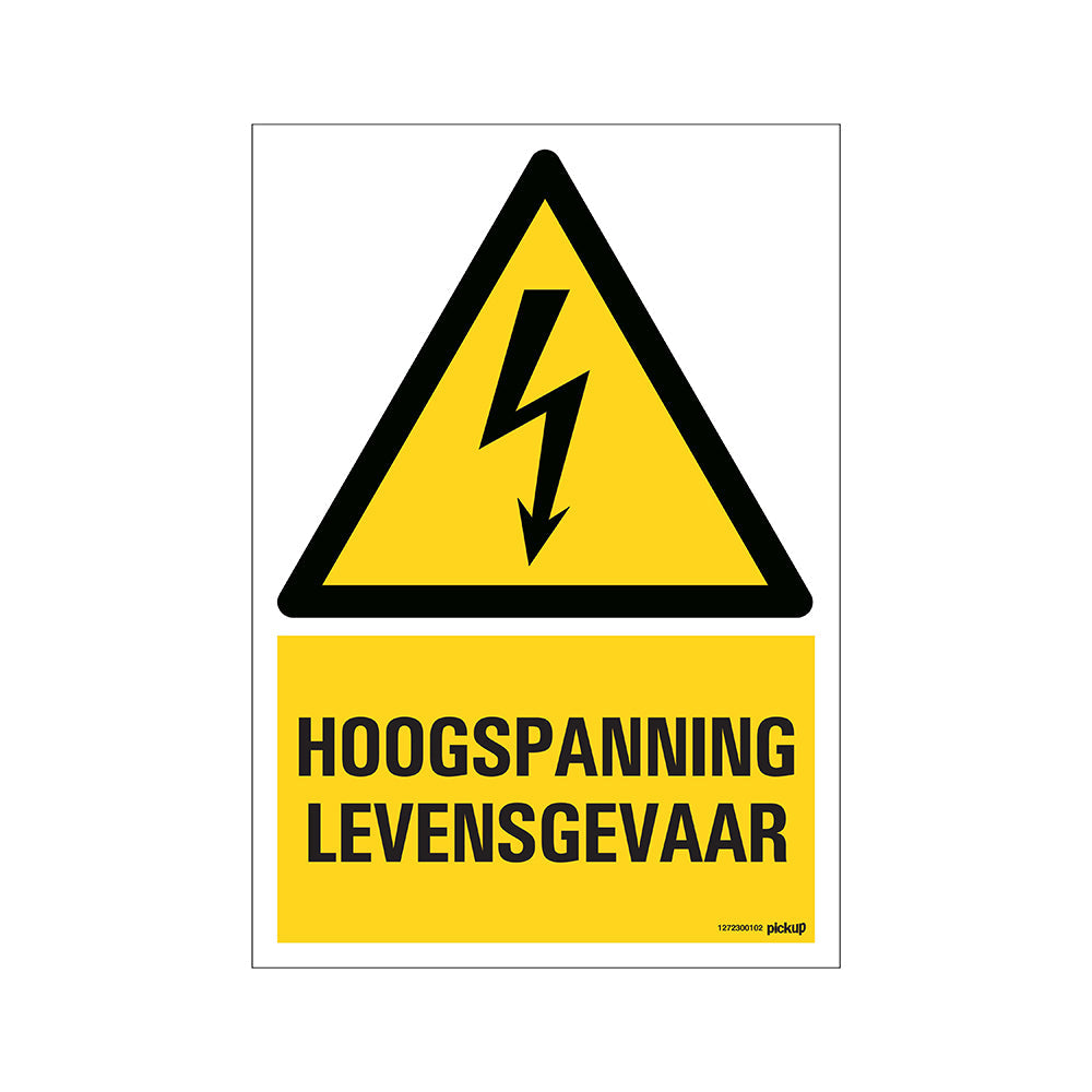 Bord 230x330 mm Combinatie - Hoogspanning levensgevaar - 1272300102 - EAN 8711234128973 - hard kunststof polystyreen 1,5 mm