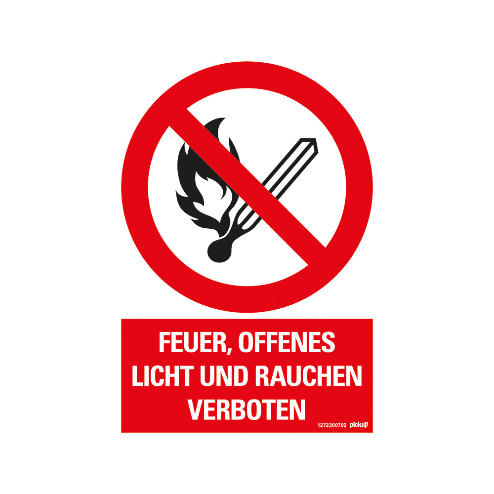 Kunststoff Schild bord 330x230 mm FEUER OFFENES LICHT UND RAUCHEN VERBOTEN 1272300702 EAN 8711234125040 330x230 mm