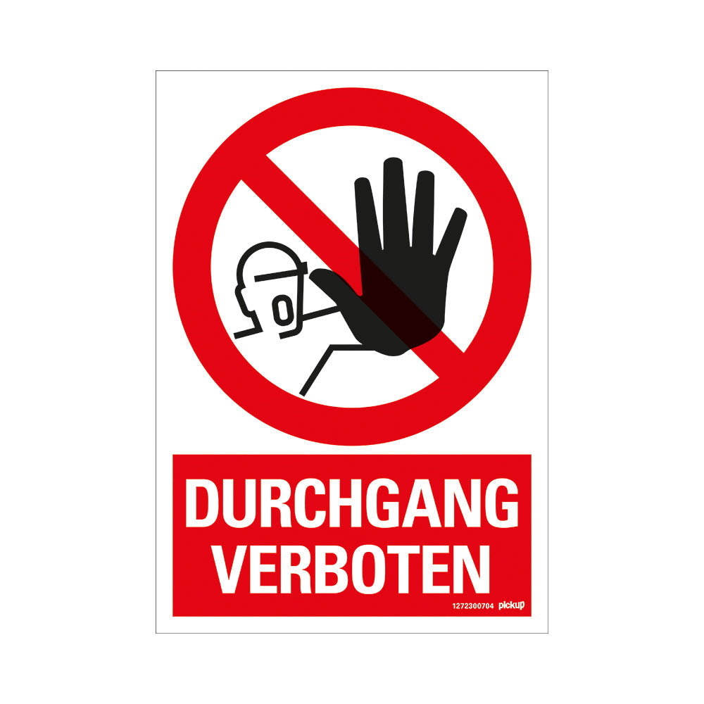 Kunststoff Schild bord 330x230 mm DURCHGANG VERBOTEN 1272300704 EAN 8711234125064 330x230 mm