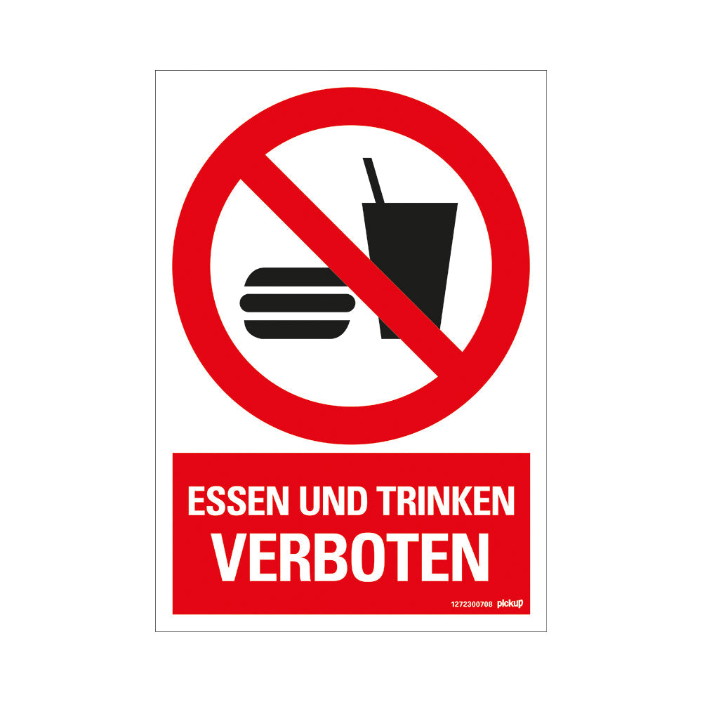 Kunststoff Schild bord 330x230 mm ESSEN UND TRINKEN VERBOTEN 1272300708 EAN 8711234125101 330x230 mm