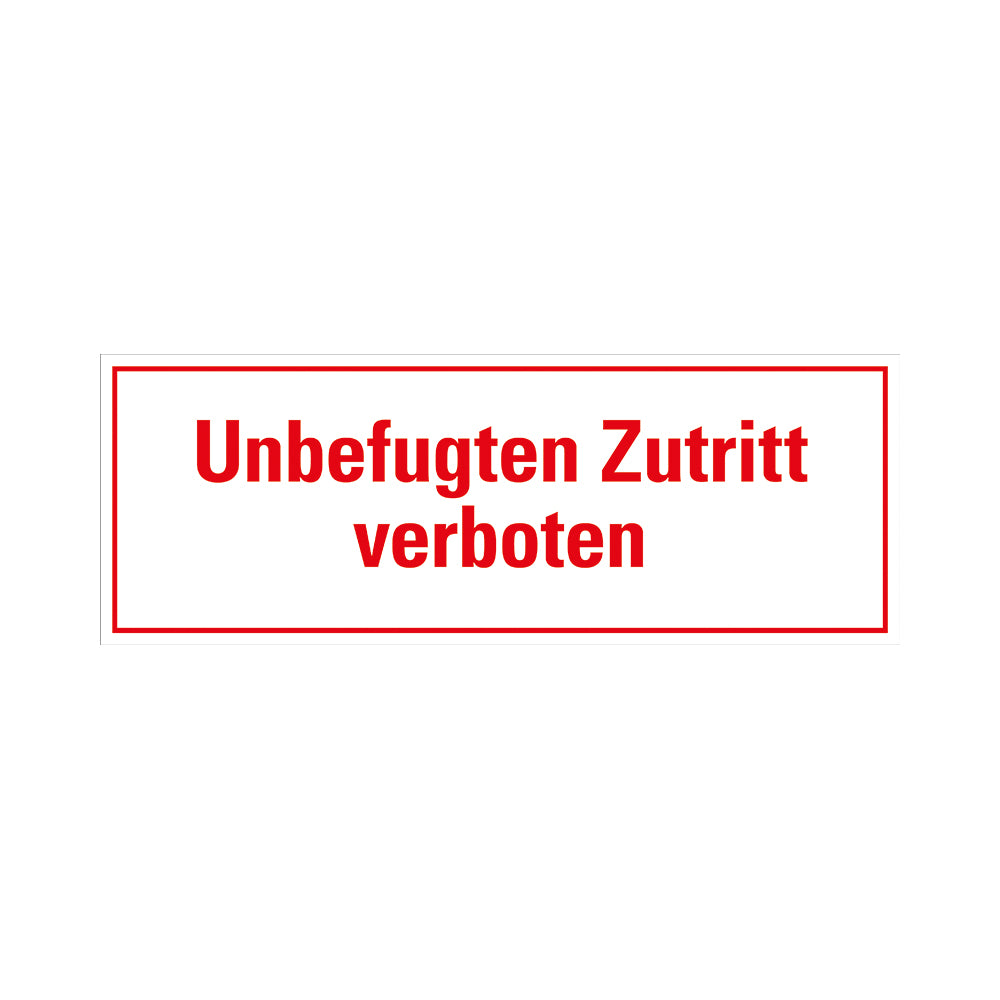 Kunststoff Schild bord 330x120 mm SK UNBEFÜGTEN ZUTRITT VERBOTEN 1281331232 EAN 8711234032010 120x330 mm