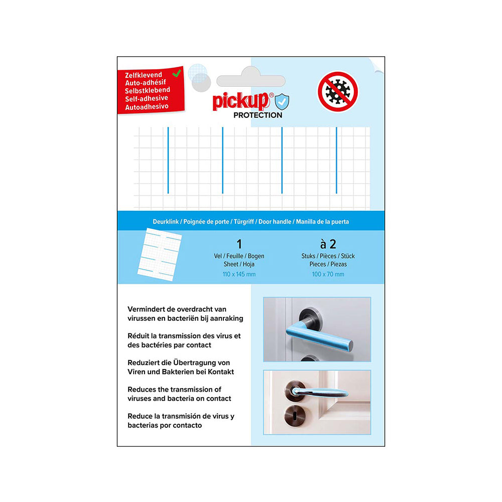 Protection Folie deurklink - 10x7 cm - 2 deurklinken - transparant - zelfklevend vinyl- 1500000022 - EAN 8711234033086 - remt en breekt bacteriën af, o.a. Covid-19 Corona