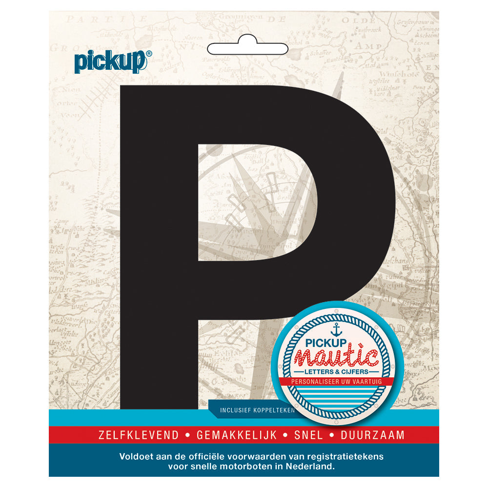 Nautic plakletter 150mm zwart P - zwart P 31402150P - EAN 8711234061447 - zelfklevend vinyl zelfklevend vinyl lettertype geschikt voor nautische toepassingen haven zeilboten motorboten schepen pleziervaart