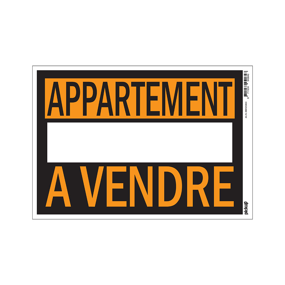 Affiche plastique 230x330 mm - Affiche appartementA Vendre - 3604251013 - EAN 8711234940643 - hard kunststof polystyreen 0,4 mm