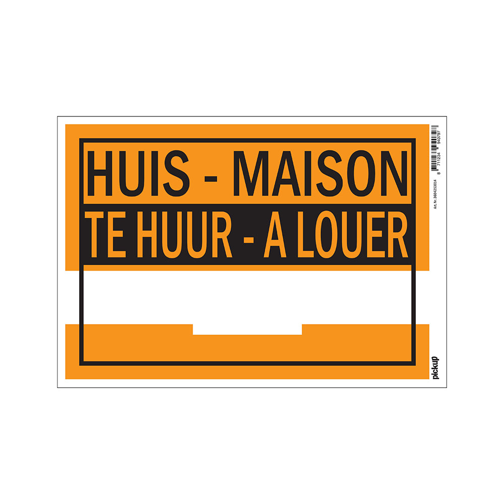 Affiche kunststof 230x330 mm - Huis te Huur Maison A Louer - 3604253014 - EAN 8711234940797 - hard kunststof polystyreen 0,4 mm