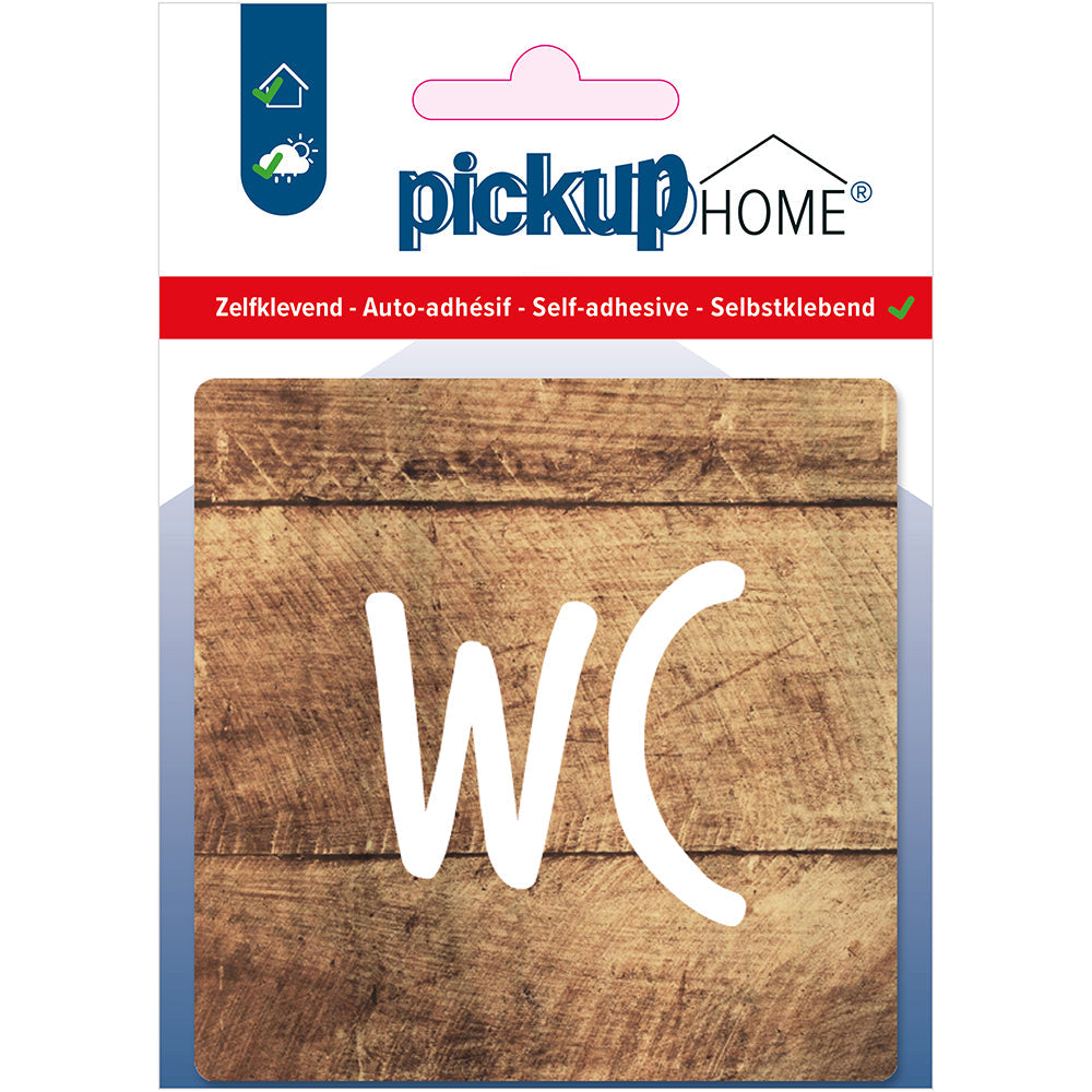 Route Acryl WC hout - 9 x 9 cm - 4219090114 - EAN 8711234004871 - zelfklevend acrylaat 3 mm