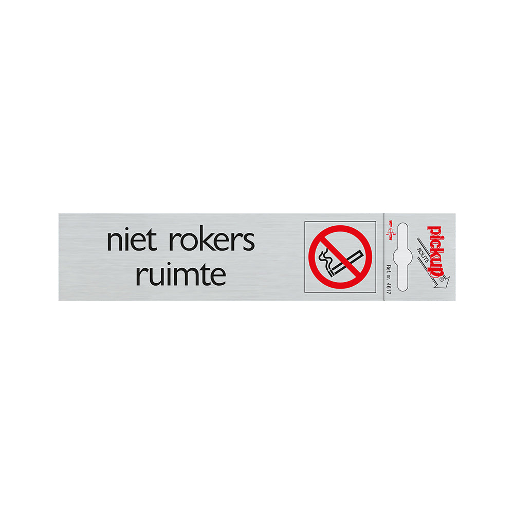 Route Alulook 165x44 mm - Niet rokers ruimte - 4617 - EAN 8711234046178 - zelfklevend kunststof aluminiumlook alulook