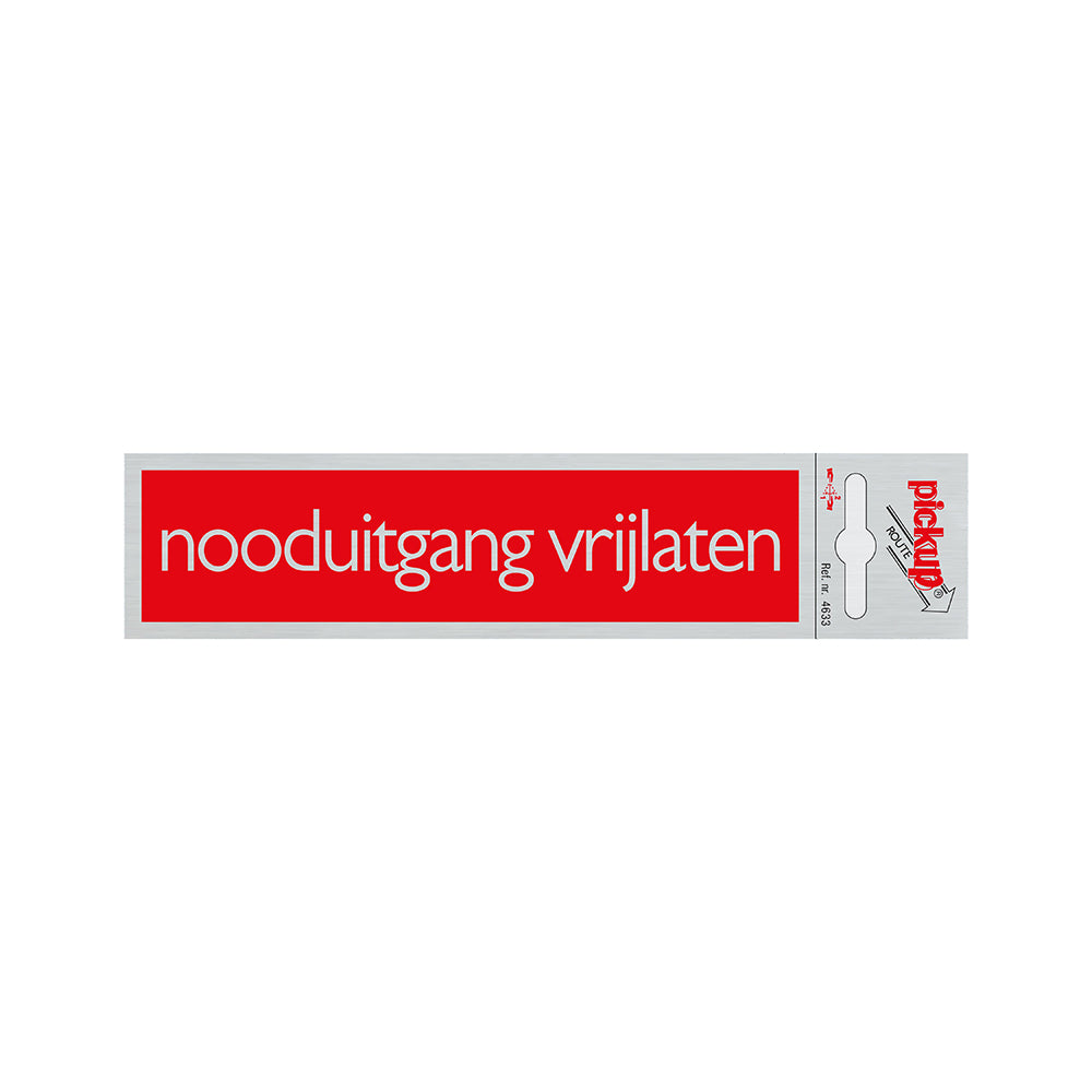 Route Alulook 165x44 mm - Nooduitgang vrijlaten - 4633 - EAN 8711234046338 - zelfklevend kunststof aluminiumlook alulook