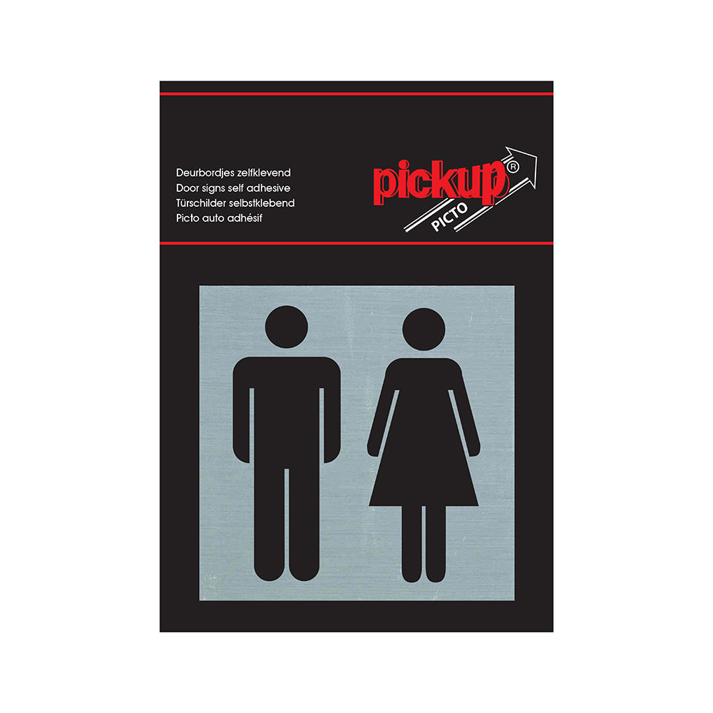 Route Alu Picto 80x80 mm - toiletten - wc - 4812 - EAN 8711234048127 - zelfklevend kunststof aluminiumlook alulook