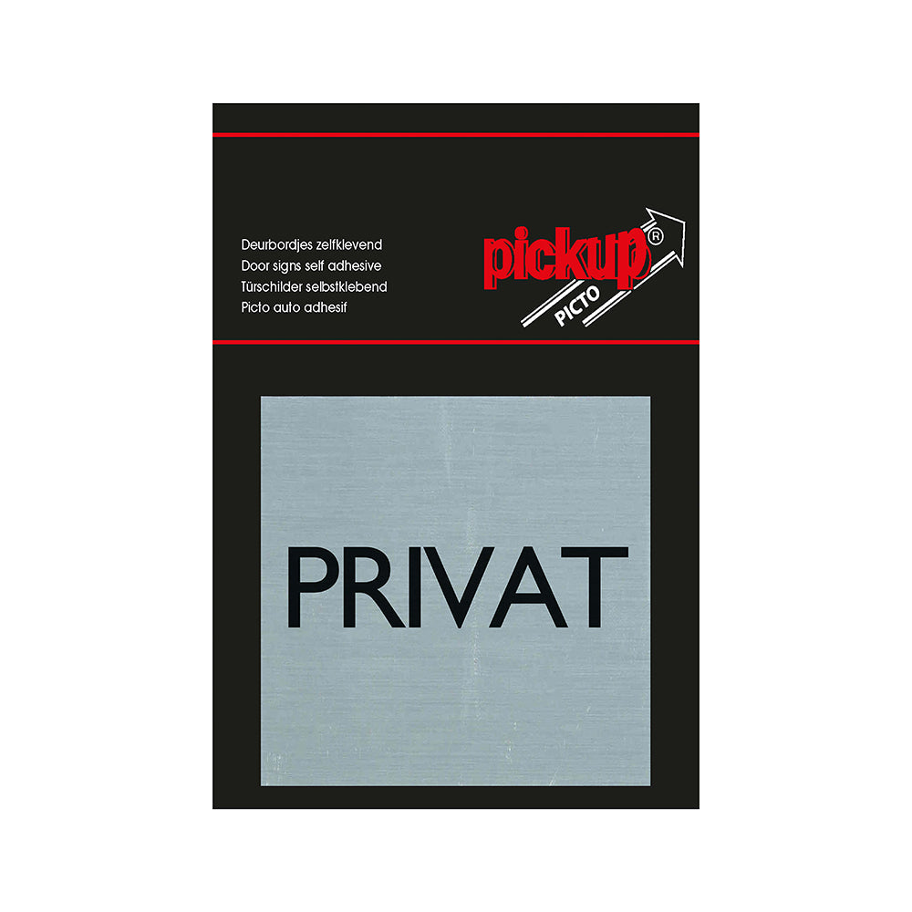 Route Alu picto 80 x 80 mm - PRIVAT - 4835 - EAN 8711234048356 - zelfklevend kunststof aluminiumlook alulook