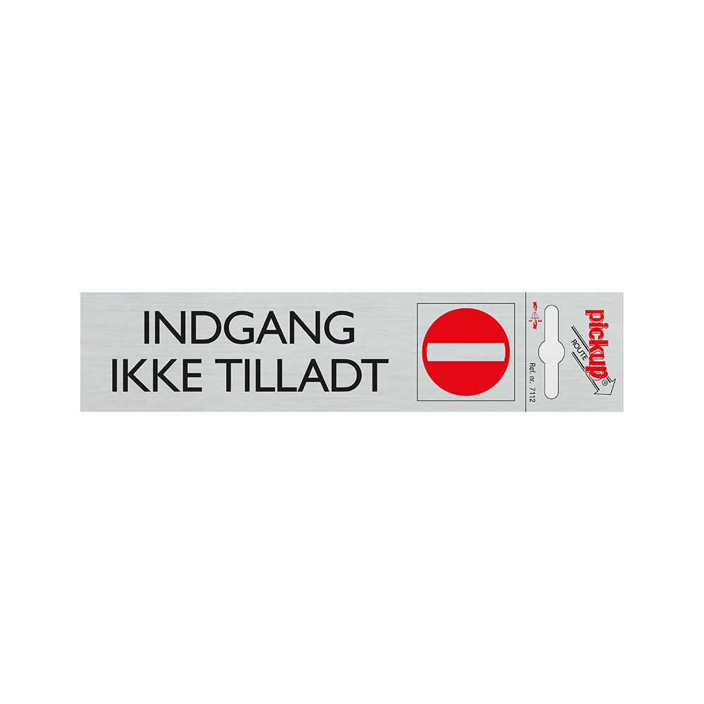 Route alulook 165 x 44 mm - INDGANG IKKE TILLADT - 7112 - EAN 8711234071125 - zelfklevend kunststof aluminiumlook alulook