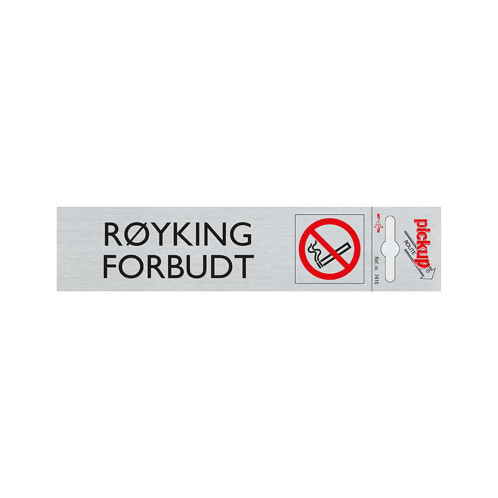 Route alulook 165 x 44 mm - RØYKING FORBUDT - 7415 - EAN 8711234074157 - zelfklevend kunststof aluminiumlook alulook