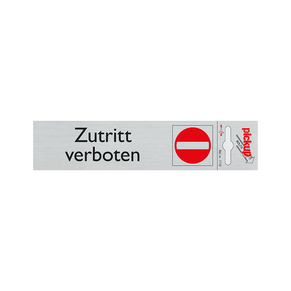 Route Alulook 165x44 mm - Zutritt verboten - 7712 - EAN 8711234077127 - zelfklevend kunststof aluminiumlook alulook