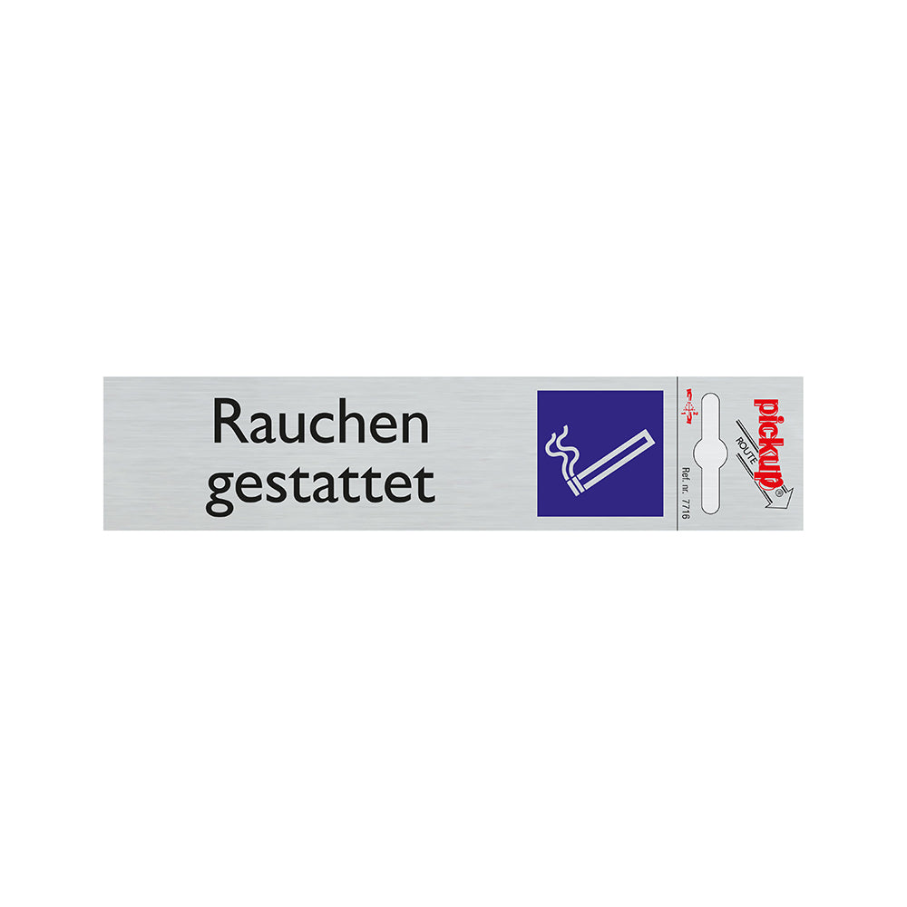 Route Alulook 165x44 mm - Rauchen gestattet - 7716 - EAN 8711234077165 - zelfklevend kunststof aluminiumlook alulook