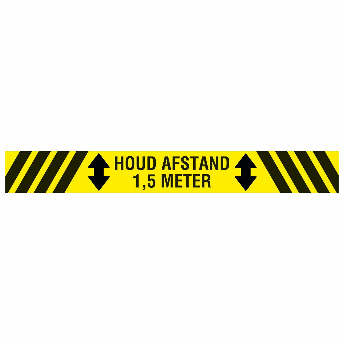 houd afstand 1,5 meter vloersticker geel zwart tekst 800x100 mm social distance 19 - EAN 8711234040718 - zelfklevend - 8199100800