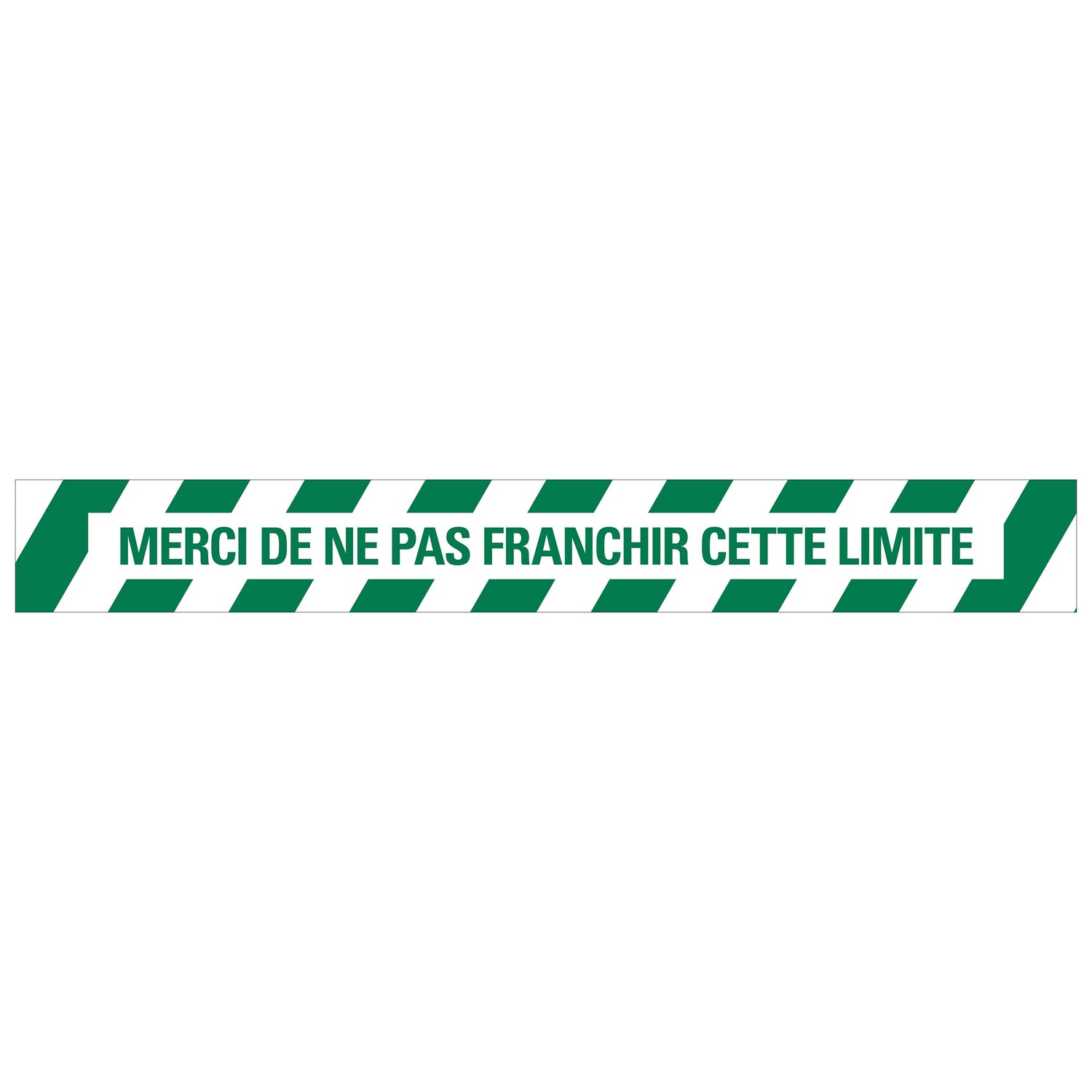 Autocollant au sol 100x800 mm vert-blanc laminé Merci de ne pas franchir cette limite - social distance distance sociale - 19  8199100810 EAN 8711234040879 vloersticker gelamineerd