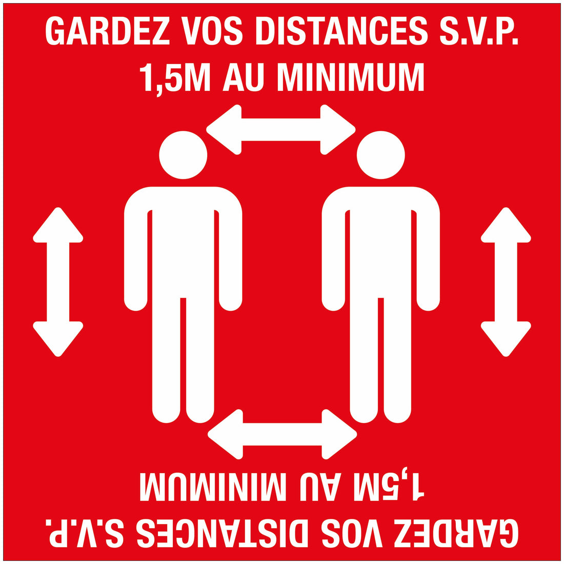 Autocollant au sol 280x280 rouge laminé 19 social distance distance sociale 8199280281 EAN 8711234040794 vloersticker gelamineerd