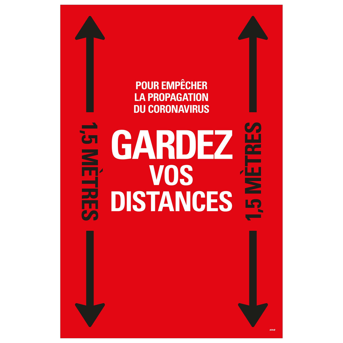 Autocollant au sol 900x600 mm rouge-noir laminé GARDEZ VOS DISTANCES - social distance distance sociale - 19  8199600003 EAN 8711234040855 vloersticker gelamineerd