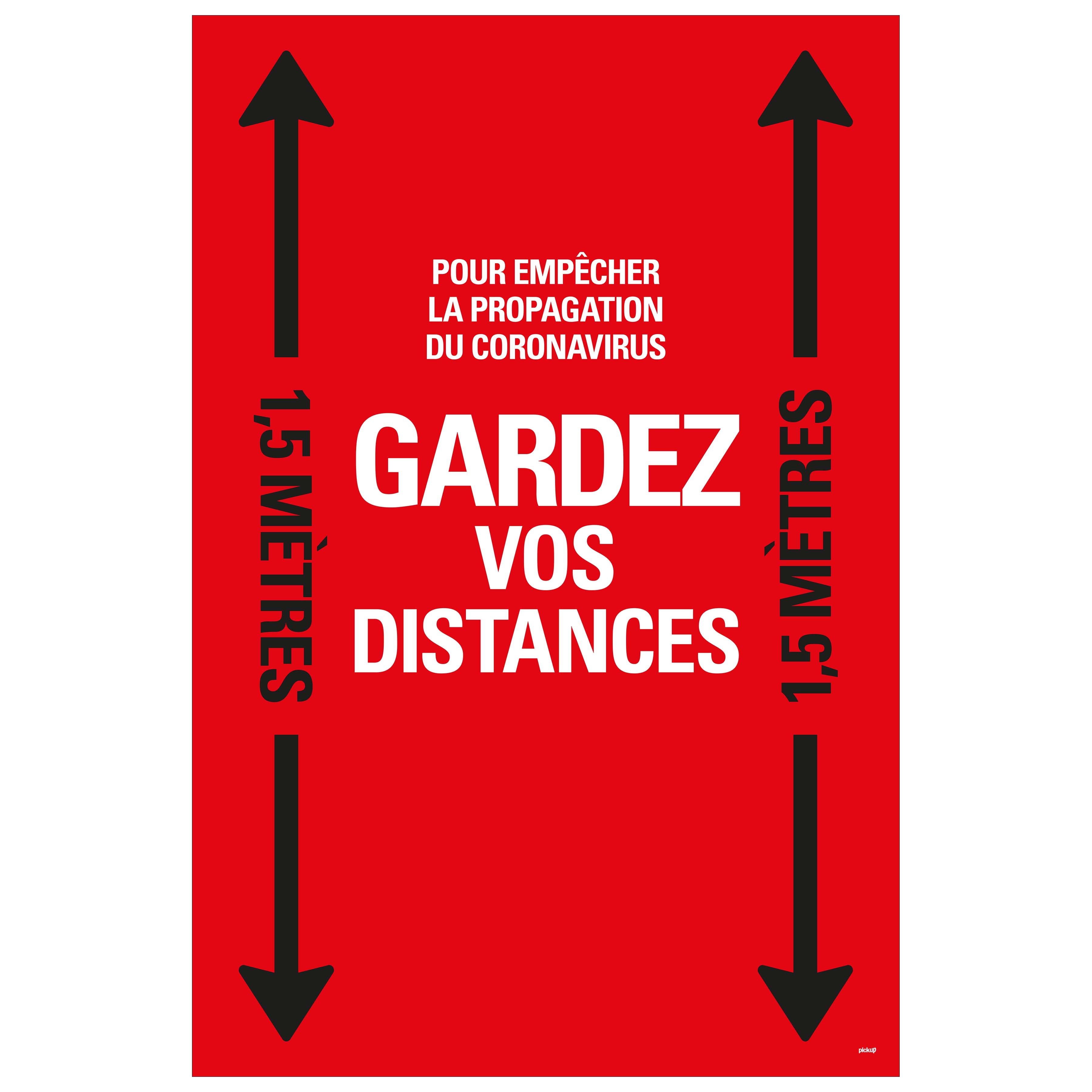 Autocollant au sol 900x600 mm rouge-noir laminé GARDEZ VOS DISTANCES - social distance distance sociale - 19  8199600003 EAN 8711234040855 vloersticker gelamineerd