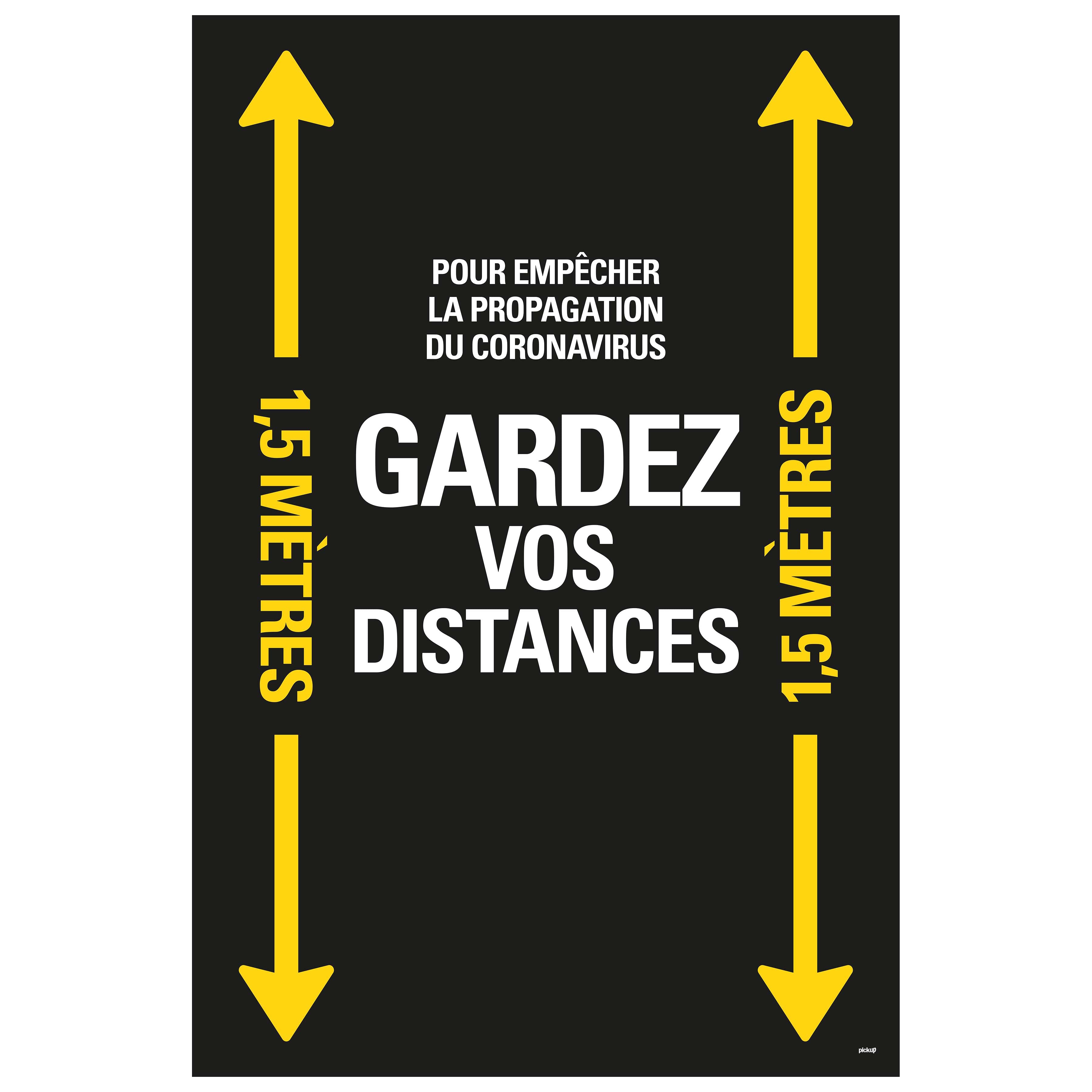 Autocollant au sol 900x600 mm jaune-noir laminé GARDEZ VOS DISTANCES - social distance distance sociale- 19  8199600004 EAN 8711234040862 vloersticker gelamineerd