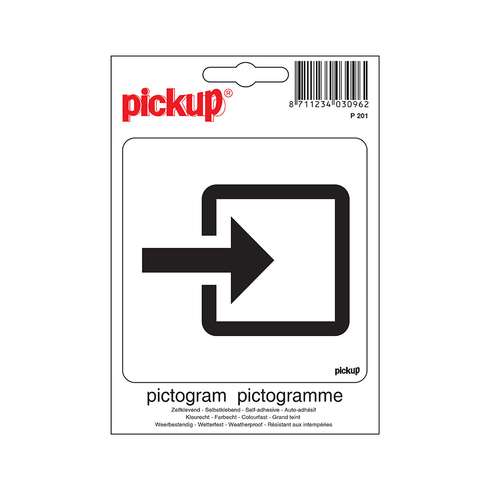 Pictogram 100x100 mm - Normale ingang zwart wit - P201 - EAN 8711234030962 - zelfklevende vinyl sticker 