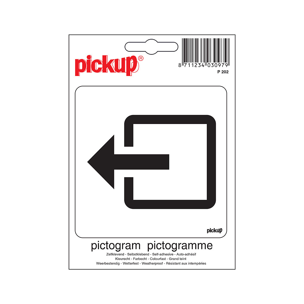 Pictogram 100x100 mm - Normale uitgang zwart wit - P202 - EAN 8711234030979 - zelfklevende vinyl sticker 