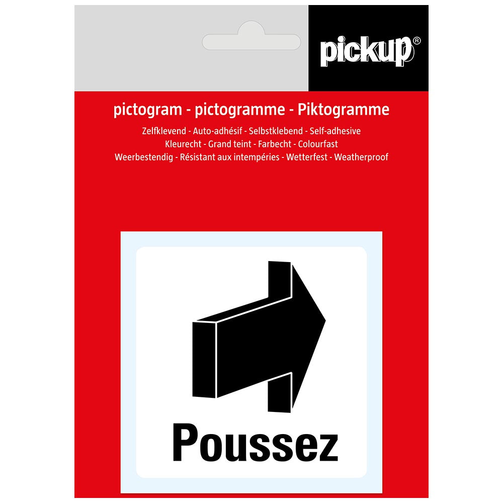 Pictogram 75x75 mm Poussez P206-8 EAN 8711234339720 autocollant zelfklevend