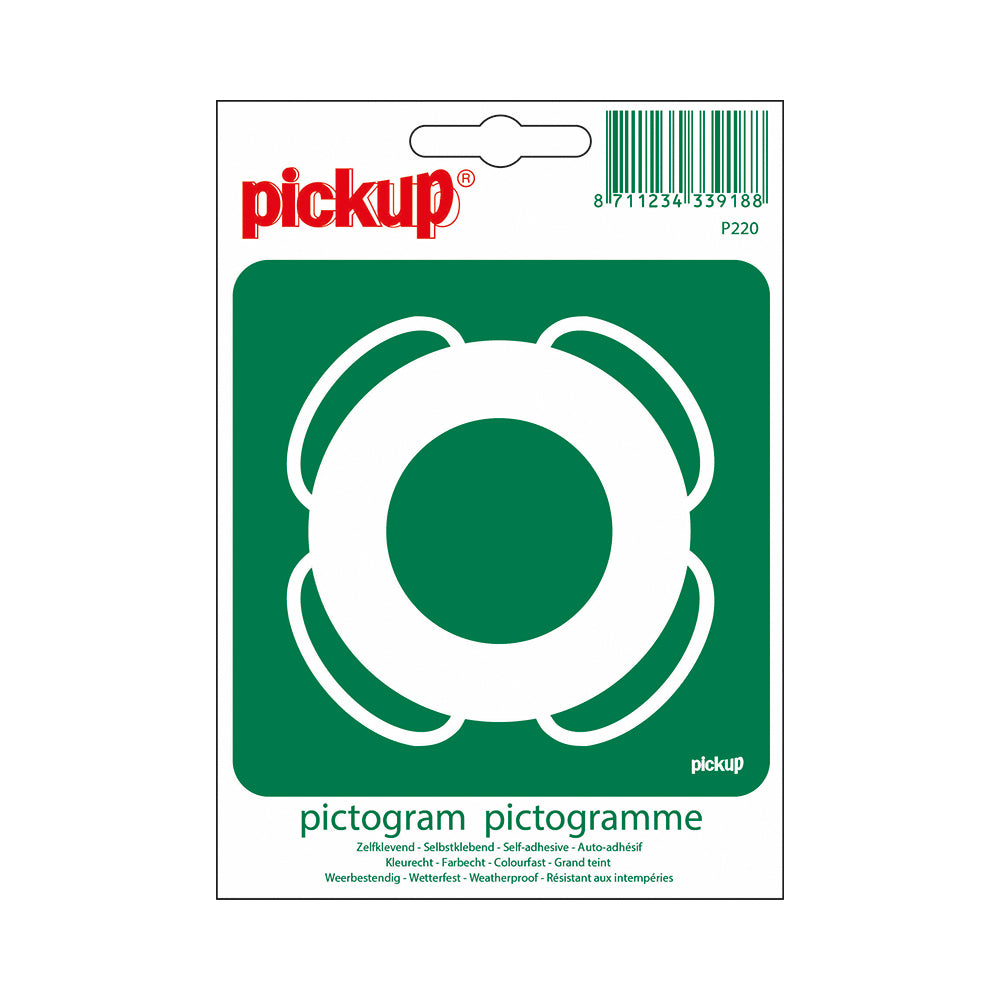 Pictogram 100x100 mm - Reddingsboei - P220 - EAN 8711234339188 - zelfklevende vinyl sticker 