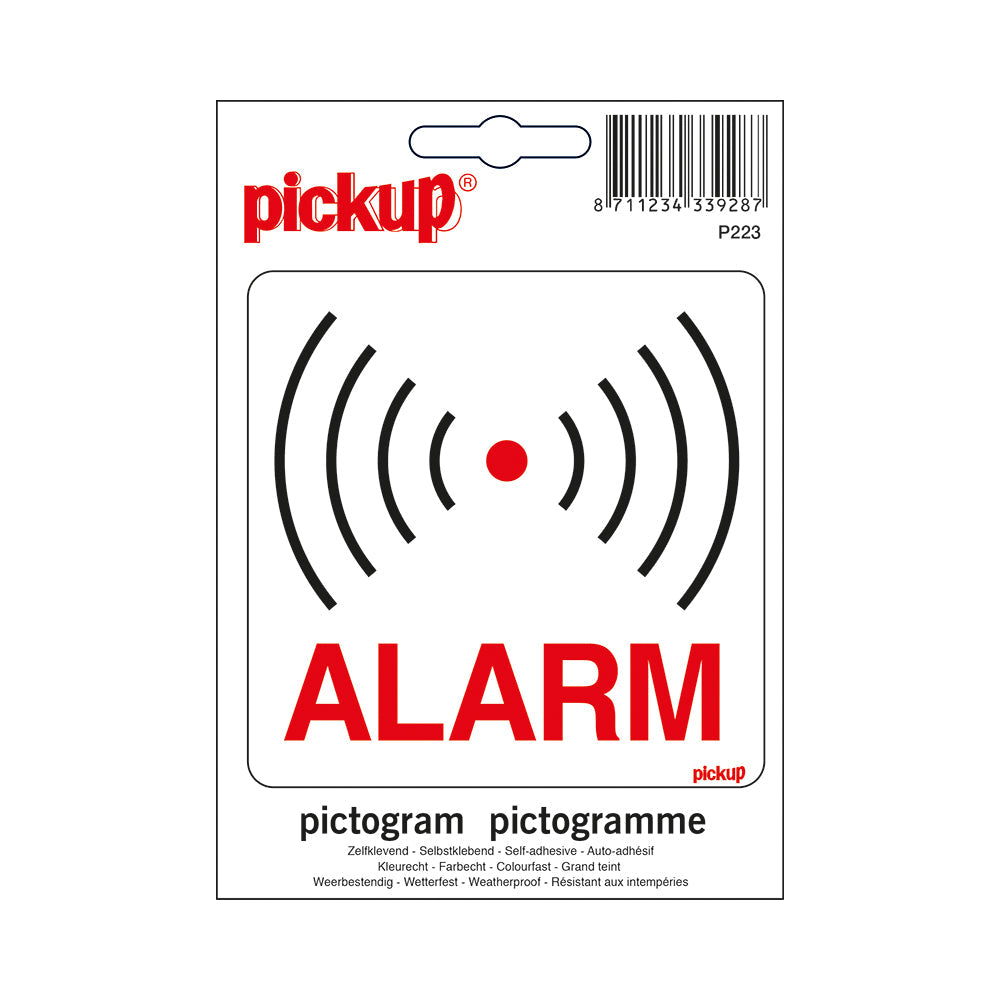 Pictogram 100x100 mm - ALARM - P223 - EAN 8711234339287 - zelfklevende vinyl sticker 