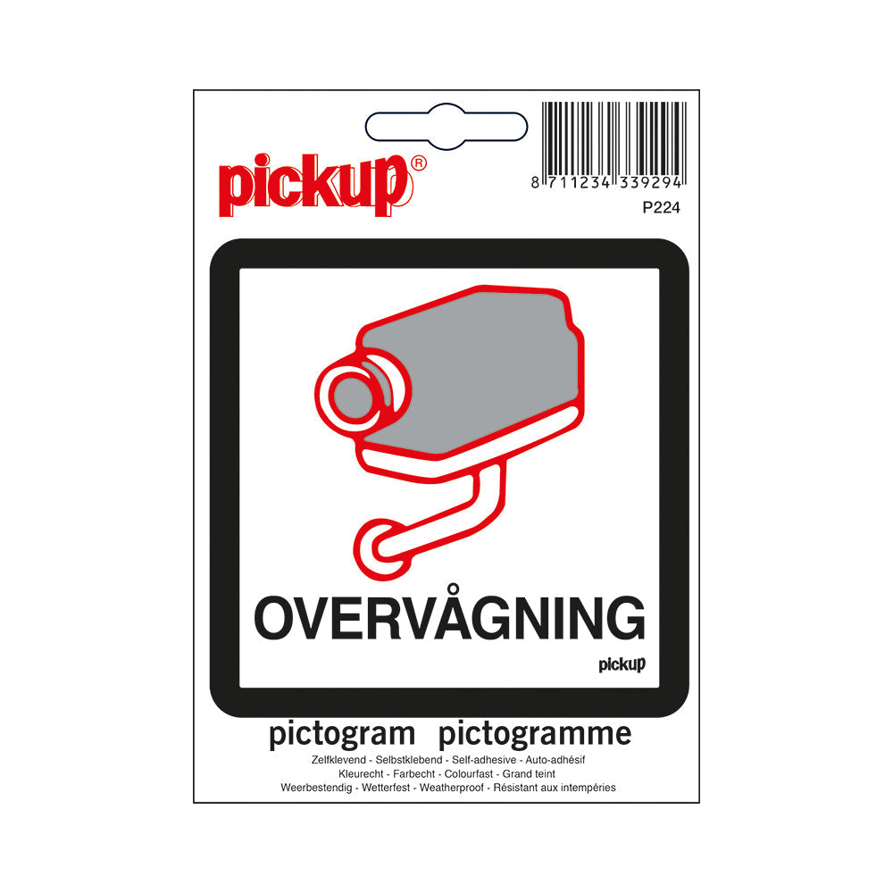 Pictogram 100x100 mm - OVERVAGNING - P224 - EAN 8711234339294 - zelfklevende vinyl sticker 