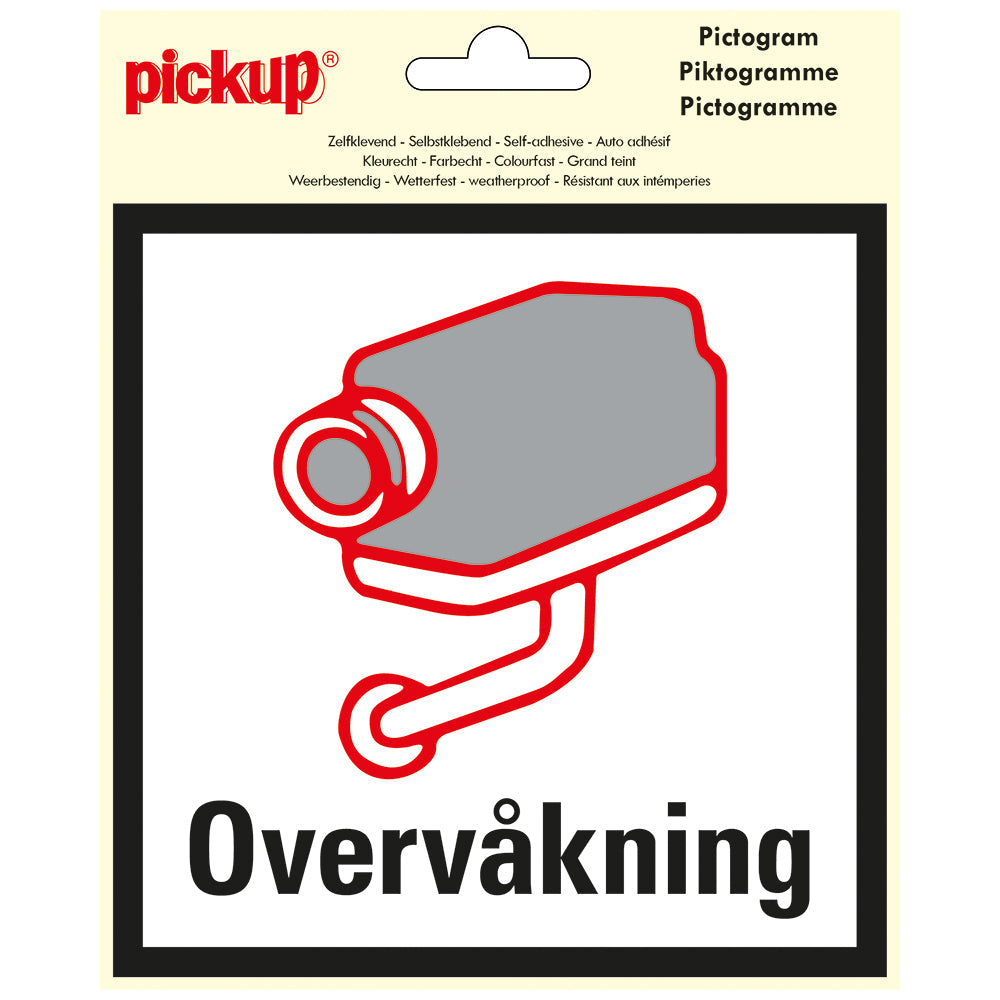 Pictogram 150x150 mm - OVERVÅKNING - P226-15 - EAN 8711234376725 - zelfklevende vinyl sticker 