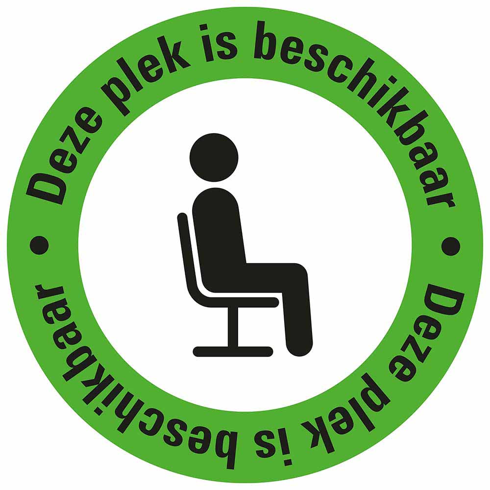 Pictogram sticker deze plek is beschikbaar tekst zwart social distance 19 EAN 8711234340108