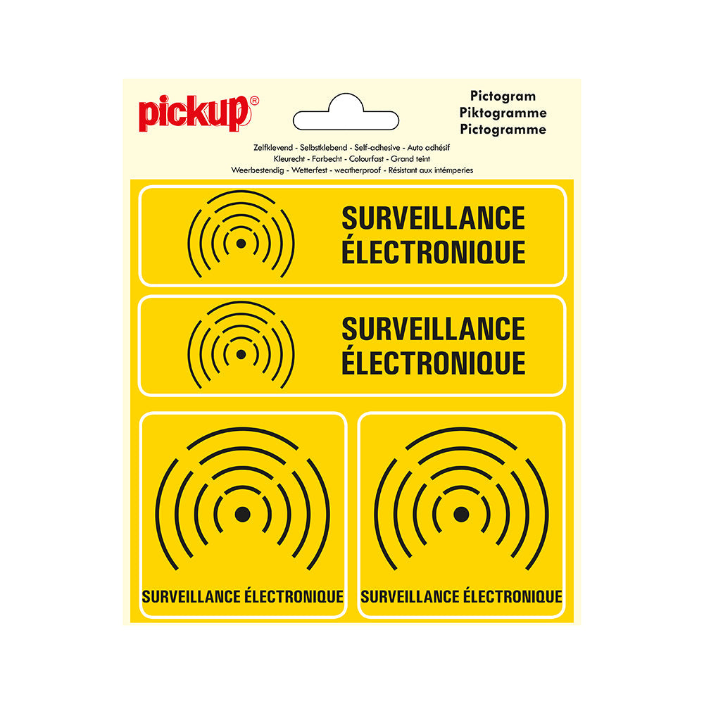 Pictogram 150x150 mm 4 pcs - Surveillance electronique - P408-15-4 - EAN 8711234376589 - zelfklevende vinyl sticker 