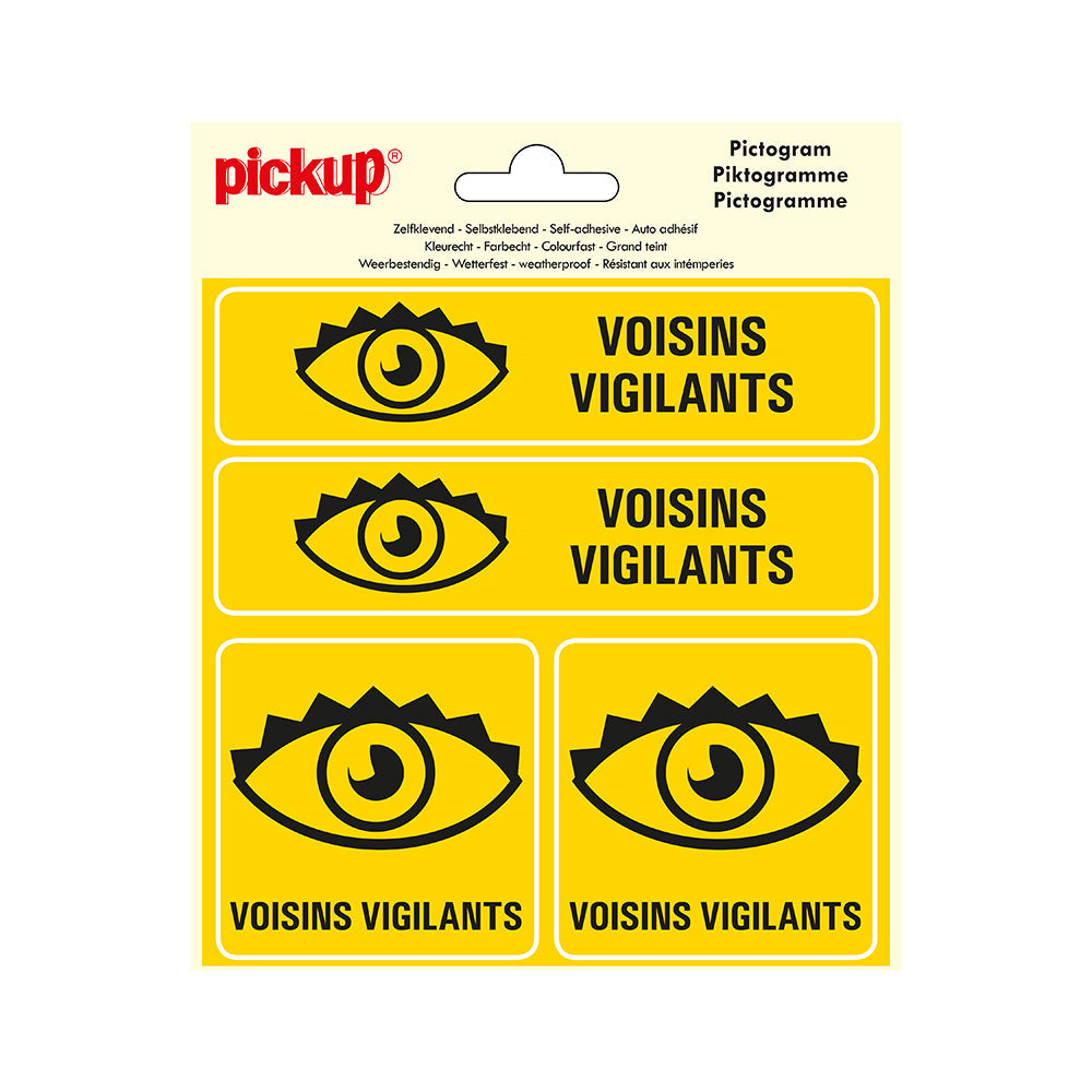 Pictogram 150x150 mm 4 pcs - Voisins Vigilants - P410-15-4 - EAN 8711234376602 - zelfklevende vinyl sticker 