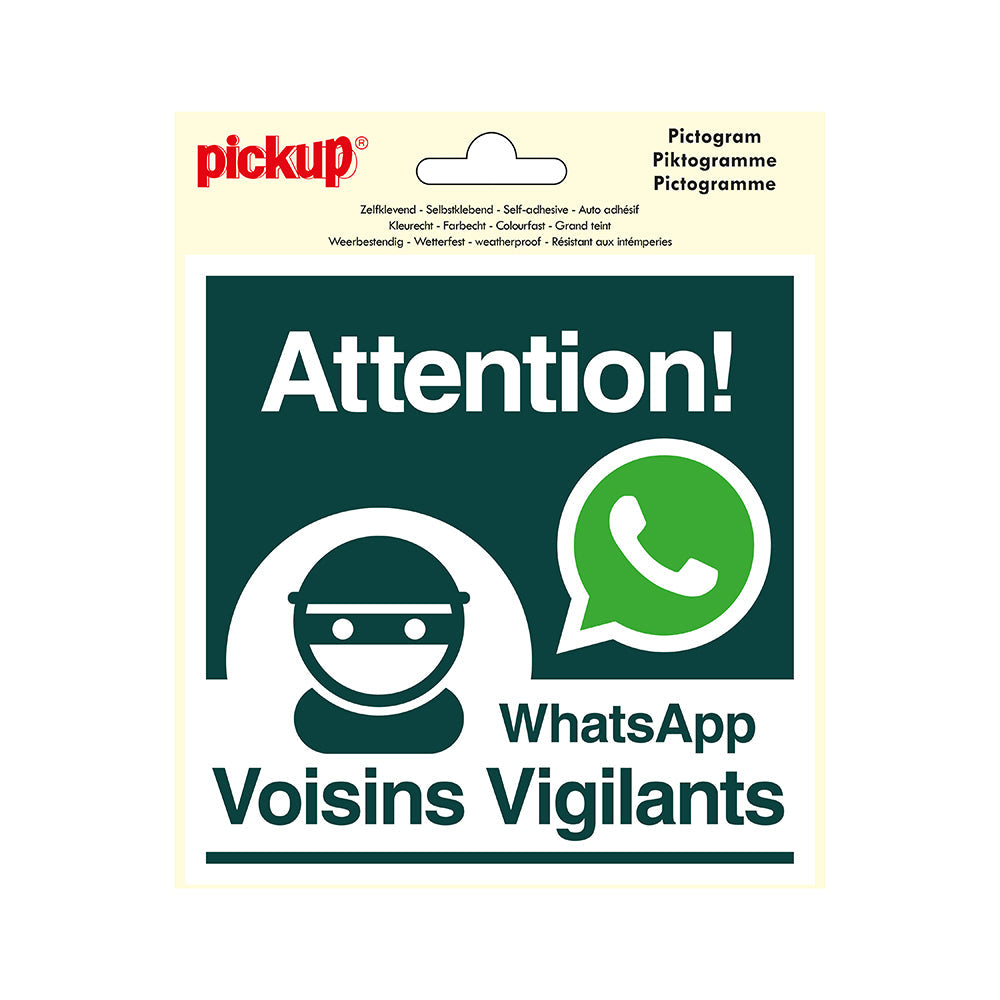 Pictogram 150x150 mm - WhatsApp Voisins Vigilants - P413-15 - EAN 8711234376480 - zelfklevende vinyl sticker 