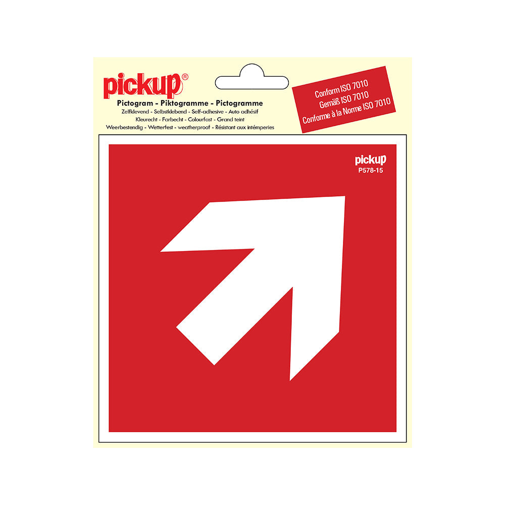 Pictogram 150x150 mm - Richtingspijl 45g - P578-15 - EAN 8711234376282 - zelfklevende vinyl sticker 