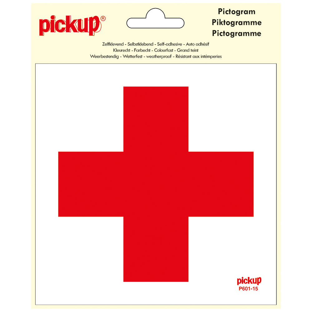 Pictogram Aufkleber 15x15 cm Kreuz rot P601-15 EAN 8711234338990 