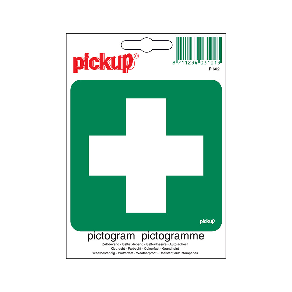 Pictogram 100x100 mm - EHBO E.H.B.O. post - P602 - EAN 8711234031013 - zelfklevende vinyl sticker 