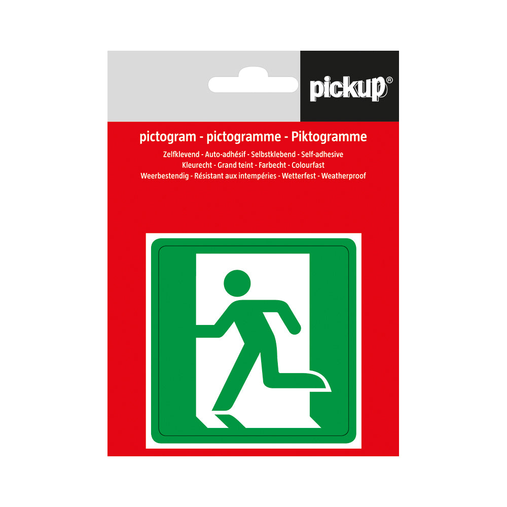 Pictogram Aufkleber 75x75 mm Notausgang links P615-8 EAN 8711234339492 